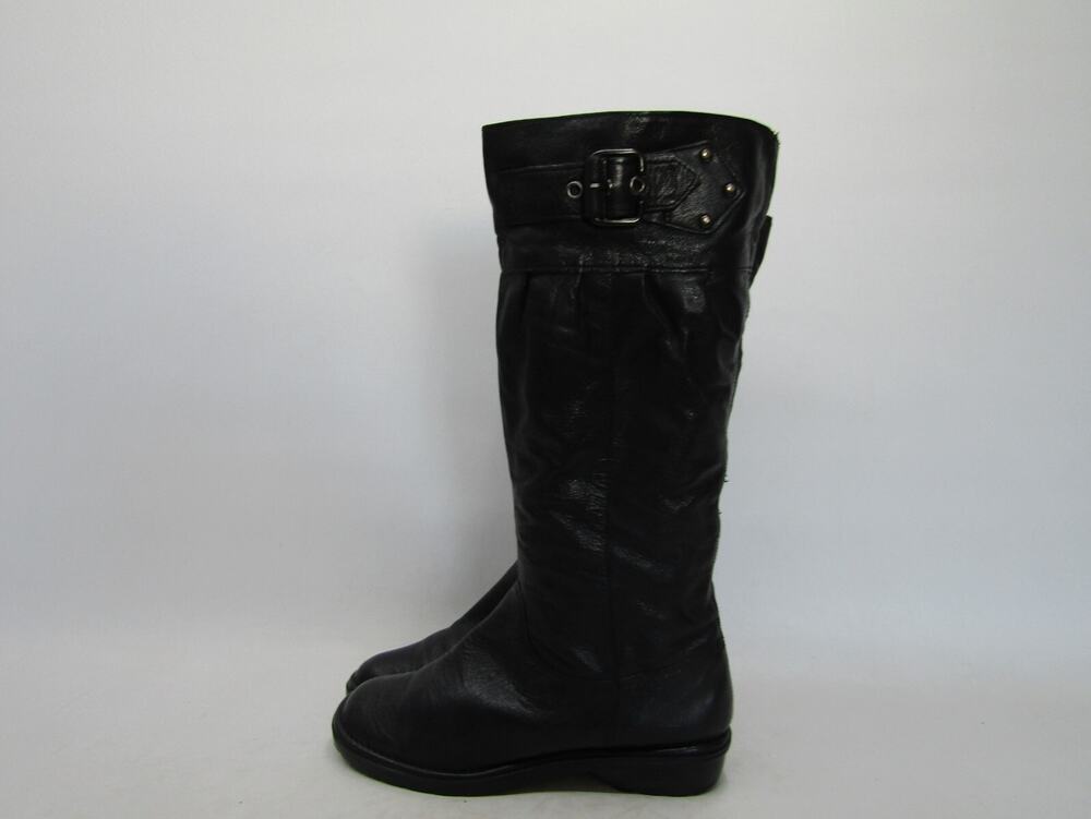 ALDO Womens Size 40 EUR Black Leather Buckle Knee High Fashion Boots